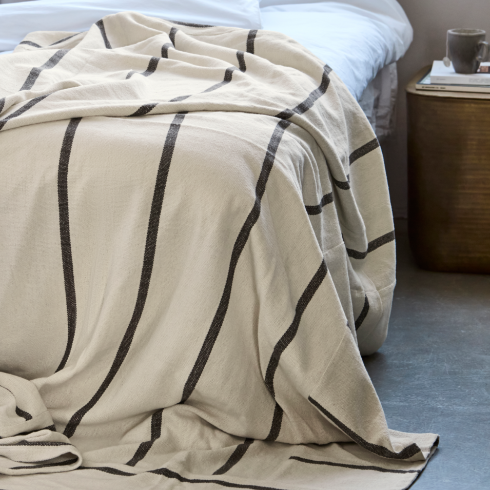 Mocha Stripe Bedspread - Design Vintage