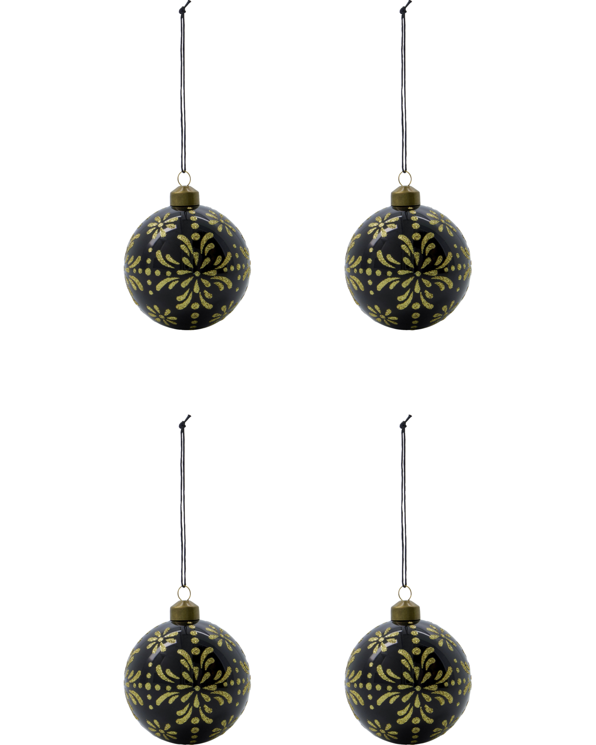 Set of 4 Sparkle Glass Baubles