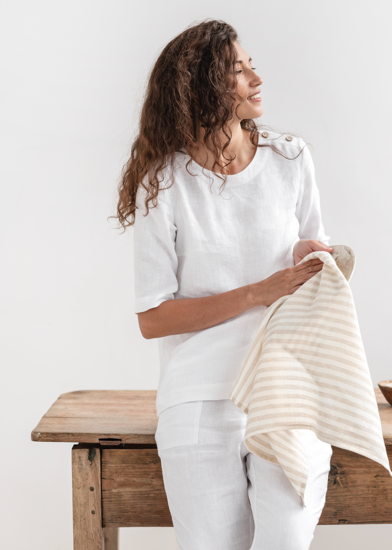 Striped Linen Tea Towel - Design Vintage