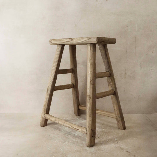 Vintage Elm Stool - Design Vintage