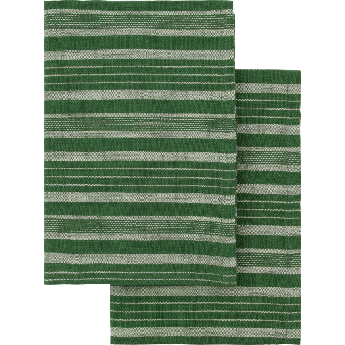 Set of Green Stripe Tea Towels - Design Vintage