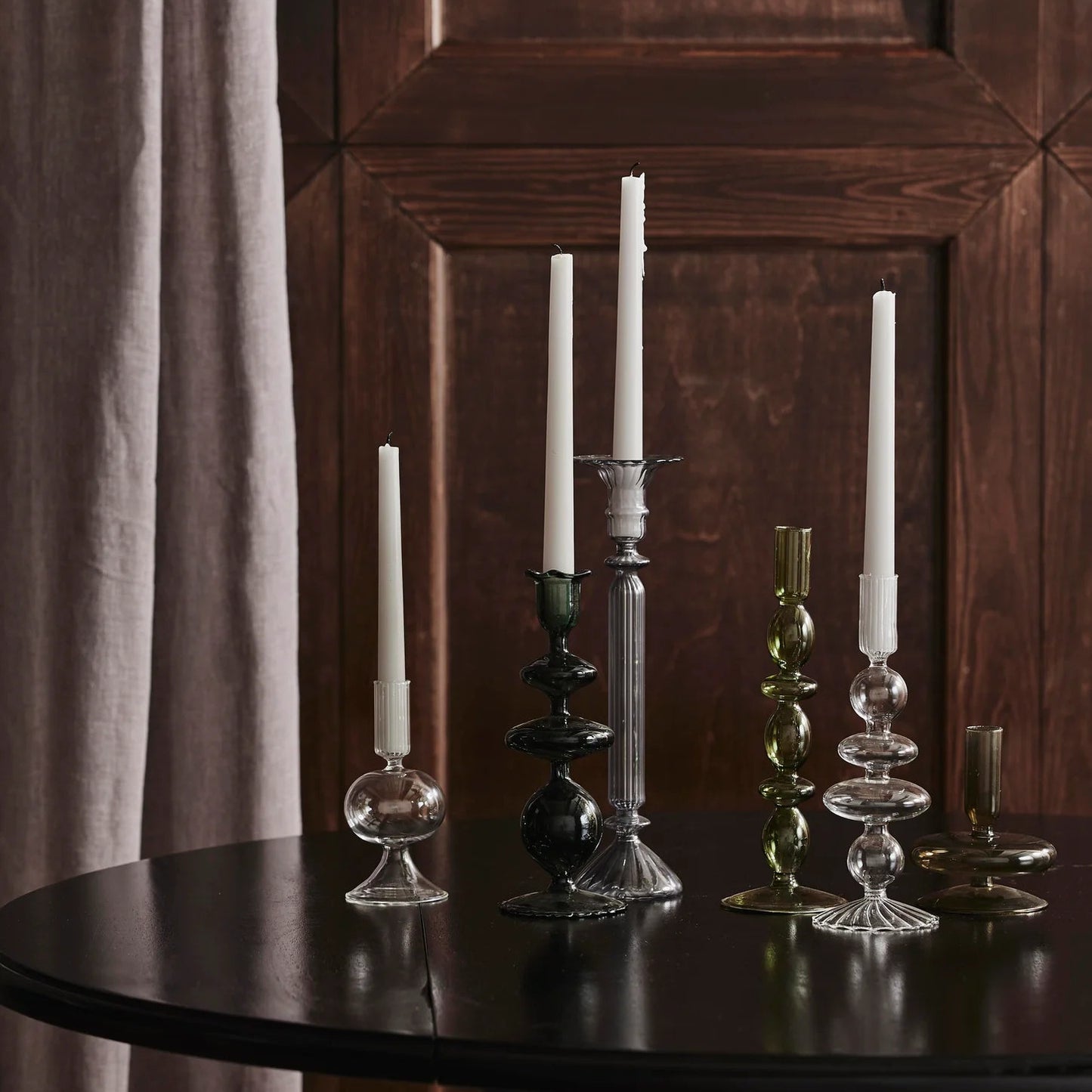 Smoked Olive Glass Candlestick