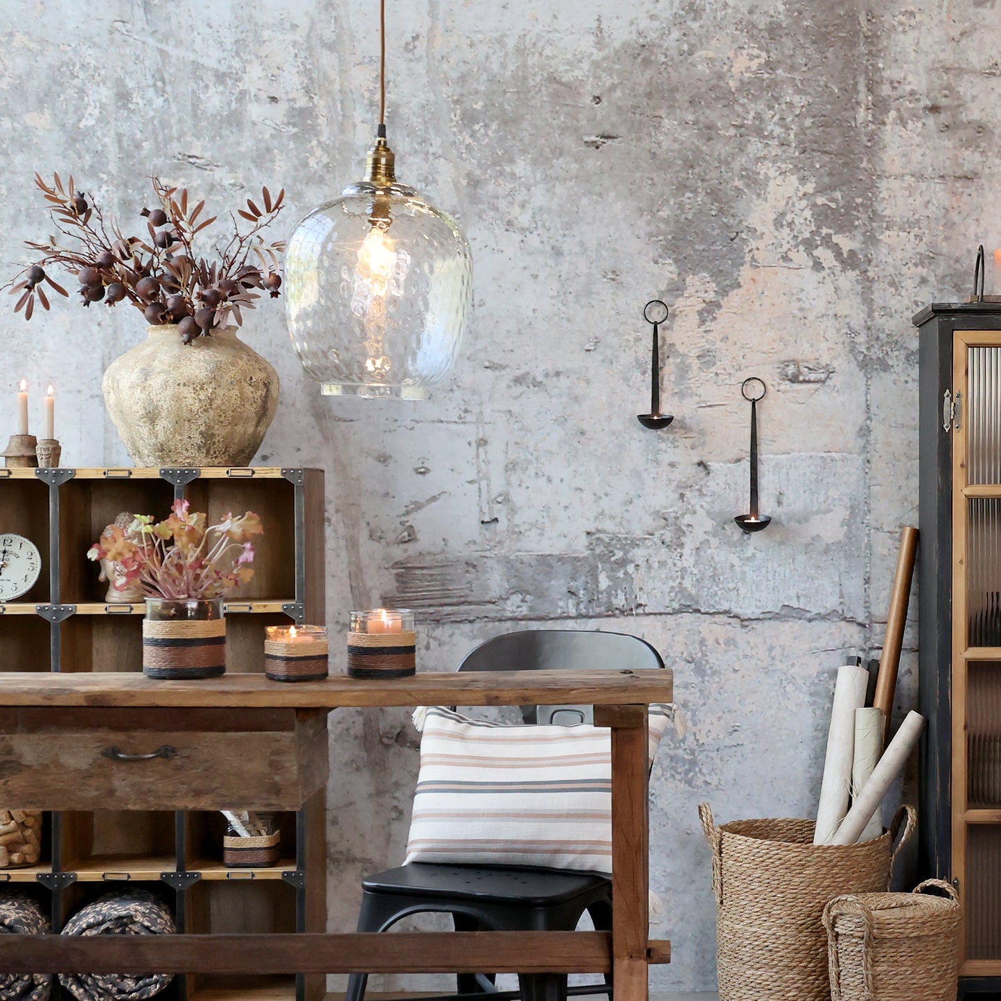 Glass + Brass Pendant - Design Vintage