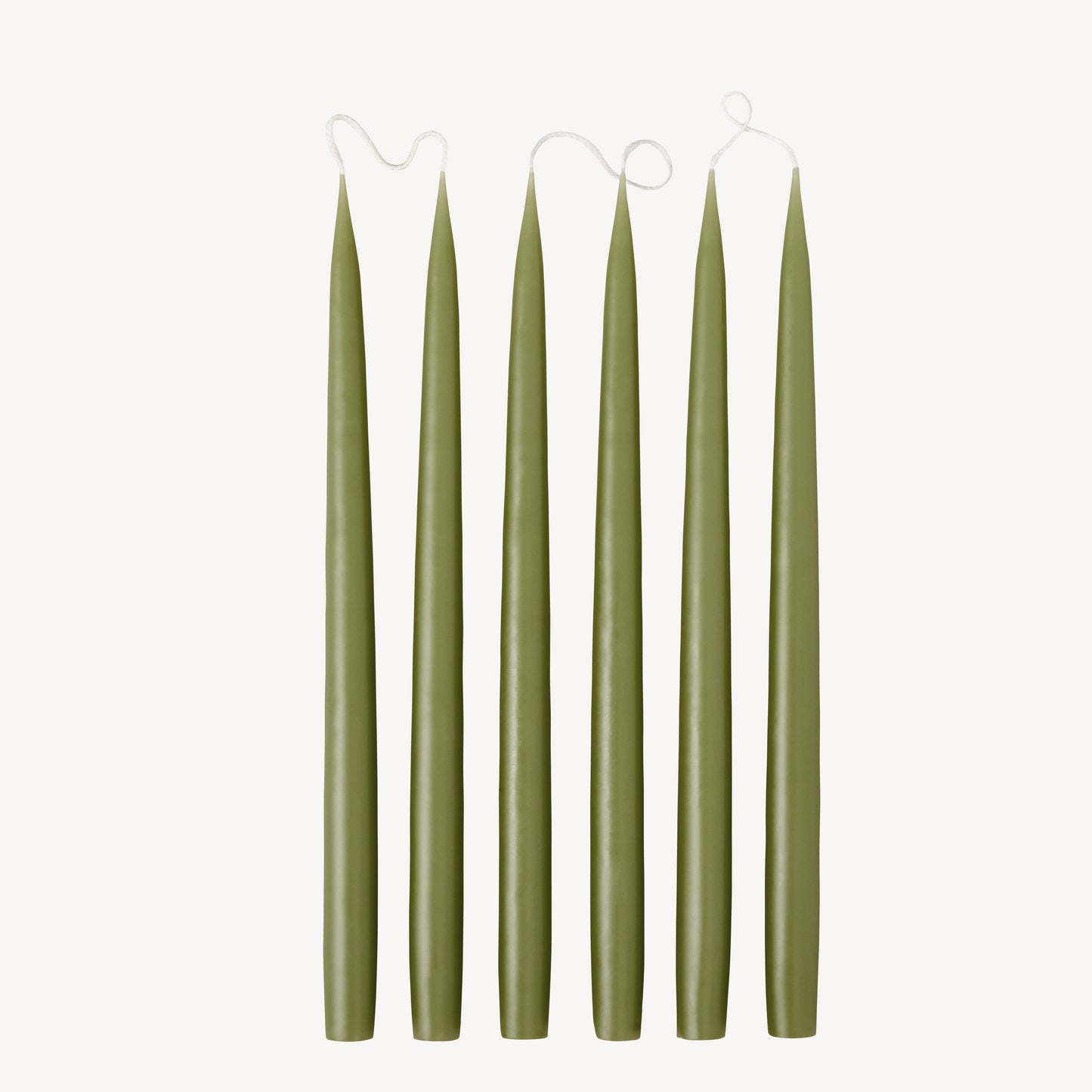 Set of 6 Olive Taper Candles