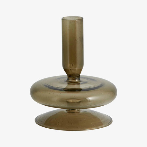 Smoked Olive Glass Candlestick