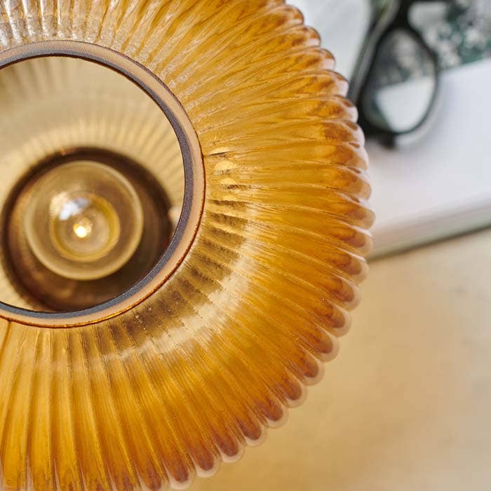 Portable Ribbed Glass Lamp - Design Vintage