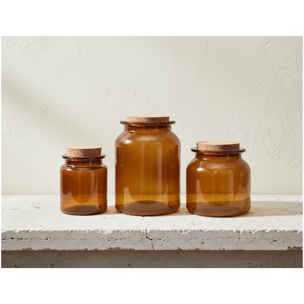 Amber Glass Storage Jar - Design Vintage