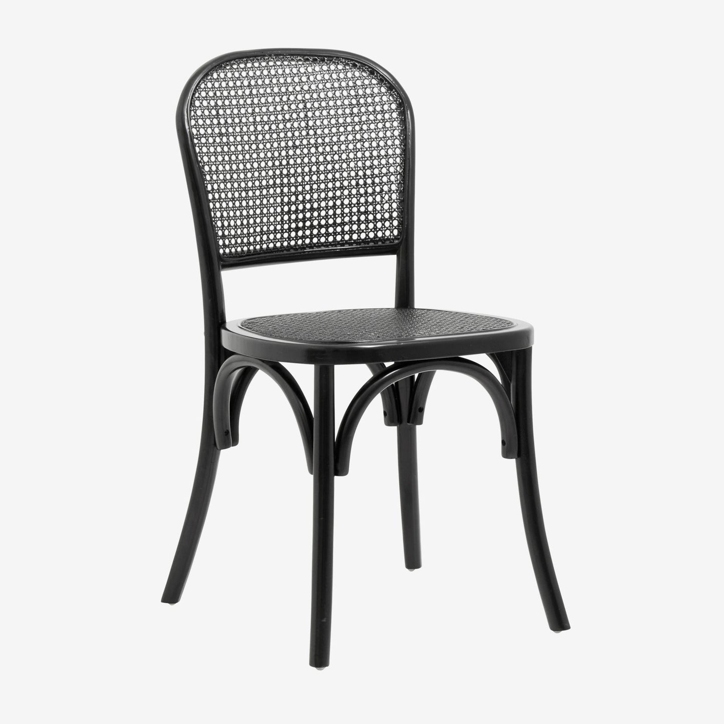 Set of 2 Black Cane Dining Chairs - Design Vintage