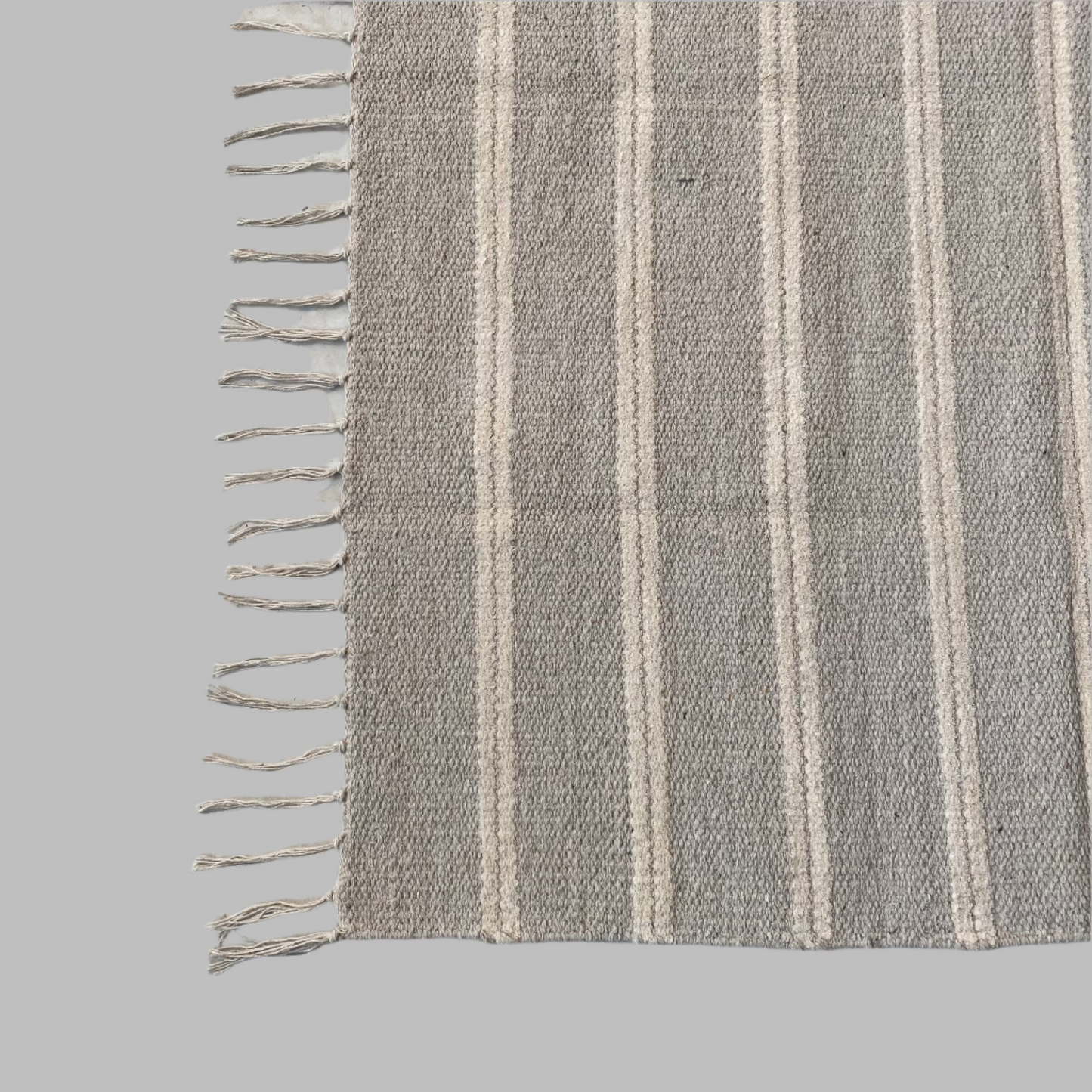 Grey Striped Jute Rug - Design Vintage
