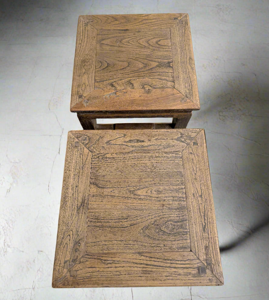 Pair of Vintage Elm Tables - Design Vintage