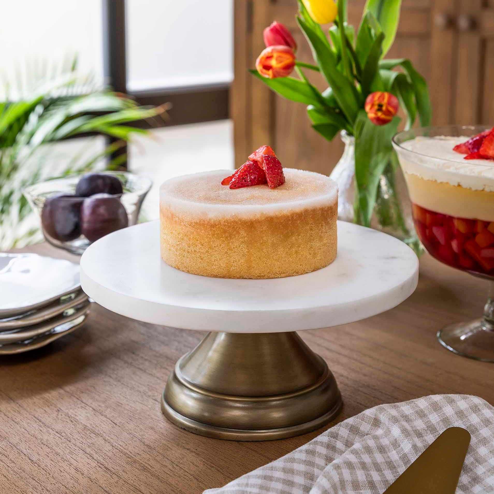 Marble & Brass Cake Plate - Design Vintage