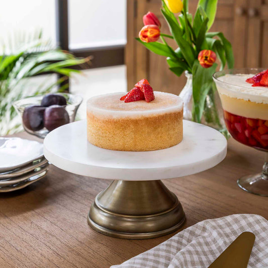 Marble & Brass Cake Plate - Design Vintage