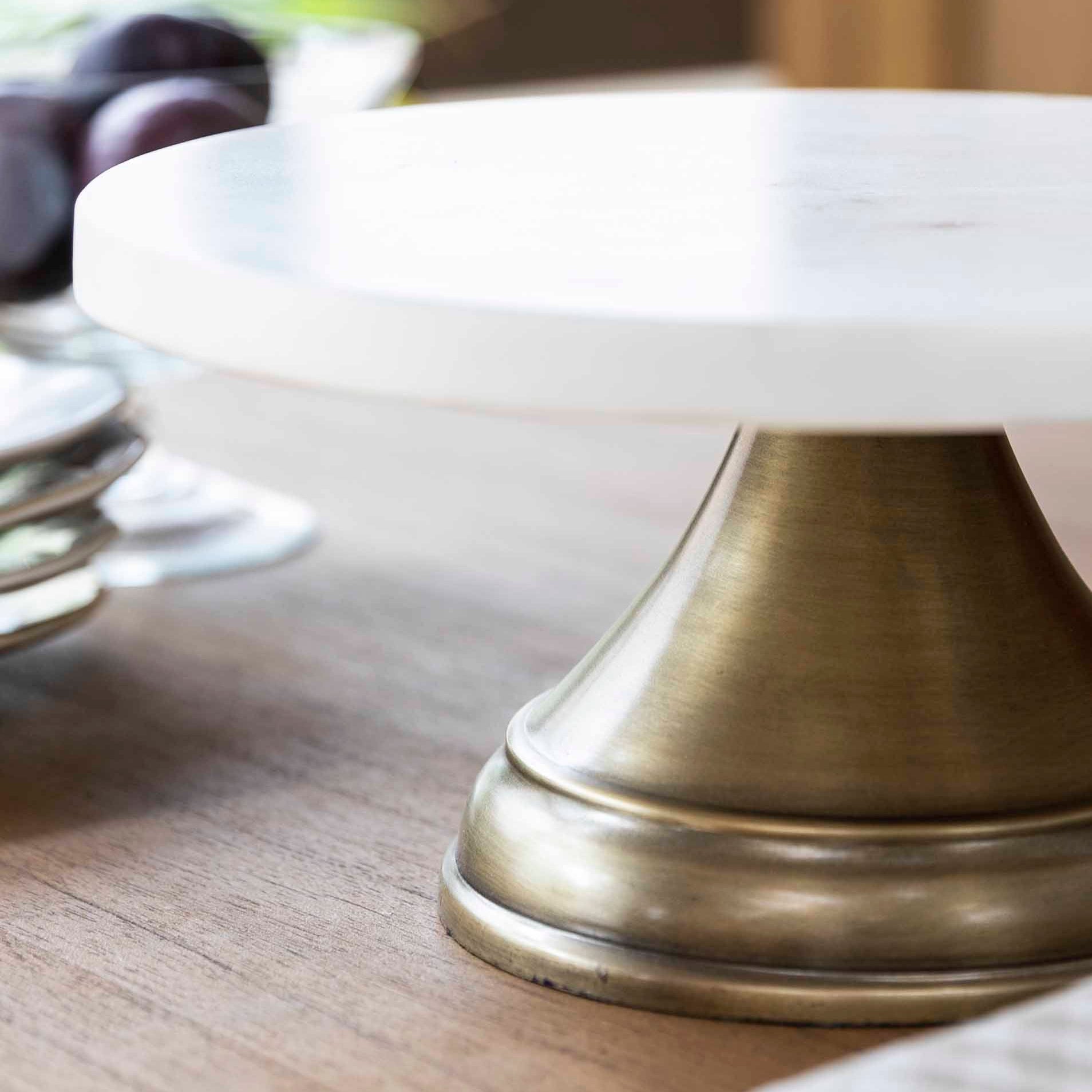 Marble & Brass Cake Plate - Design Vintage