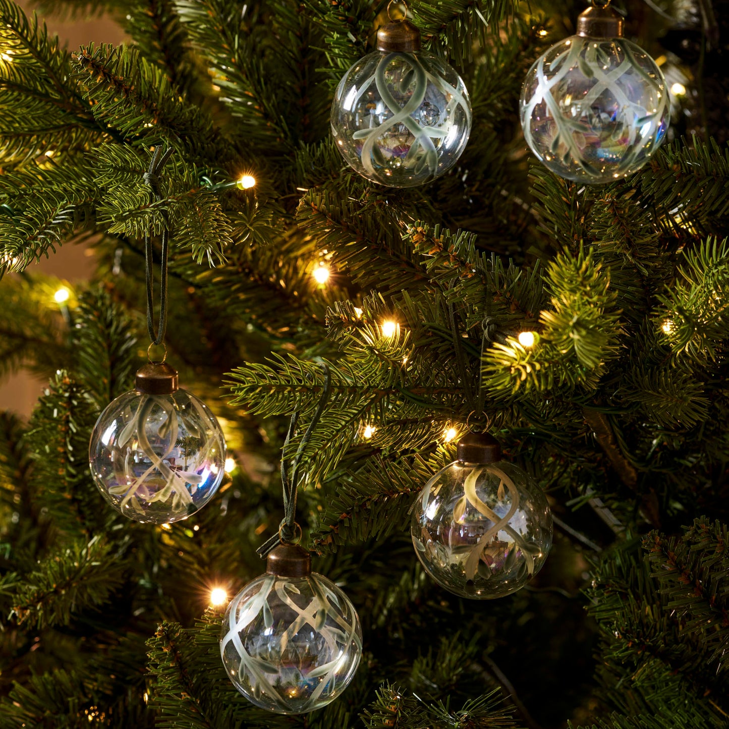 Set of 6 Mistletoe Baubles