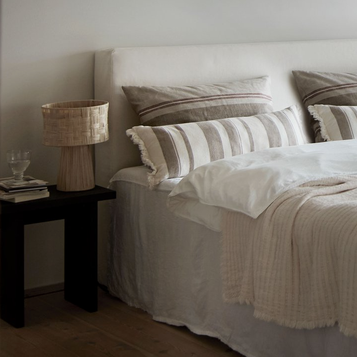 Taupe Stripe Bolster Cushion - Design Vintage