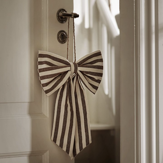 Mocha Stripe Bow - Design Vintage