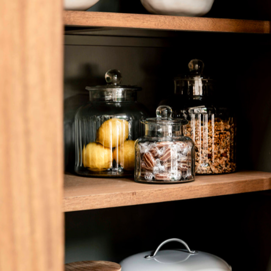 Ribbed Glass Storage Jars - Design Vintage