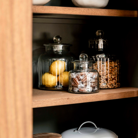 Ribbed Glass Storage Jars