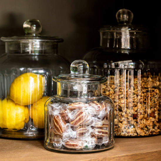 Ribbed Glass Storage Jars - Design Vintage