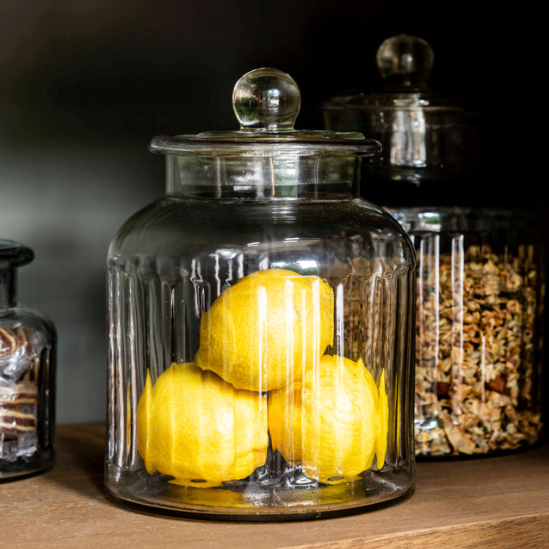Ribbed Glass Storage Jars - Design Vintage