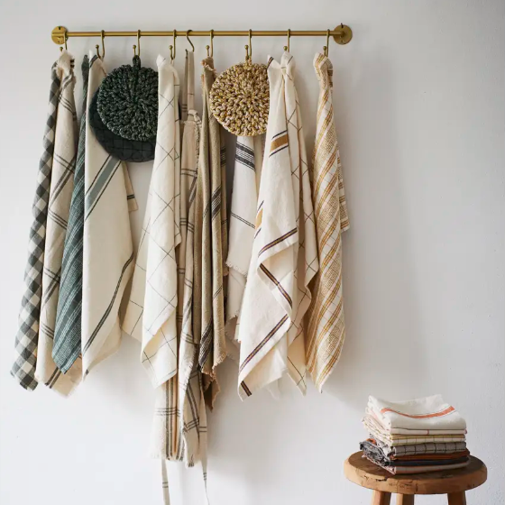 Sage Striped Tea Towel - Design Vintage