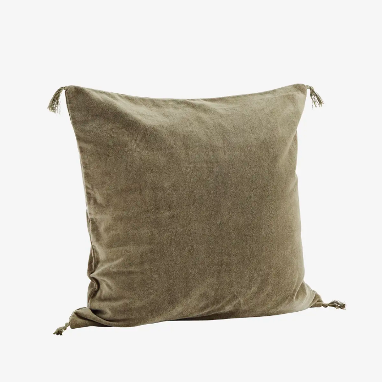 Olive Velvet Cushion - Design Vintage