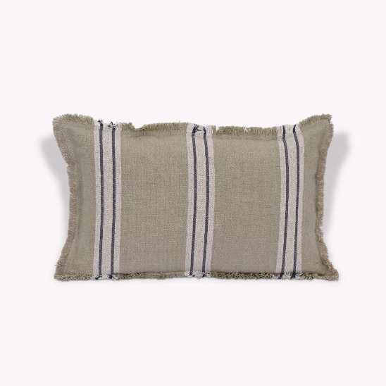 Taupe Striped Frill Cushions