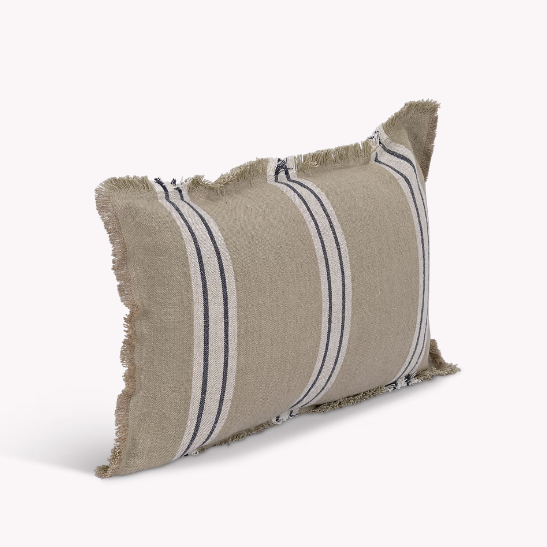 Taupe Striped Frill Cushions