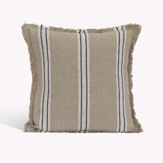 Taupe Striped Frill Cushions