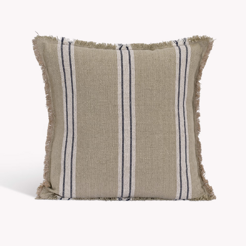 Taupe Striped Frill Cushions