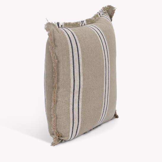Taupe Striped Frill Cushions - Design Vintage