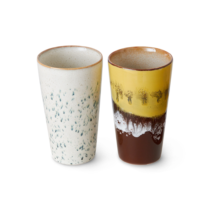 Set of 2 Latte Mugs - Design Vintage
