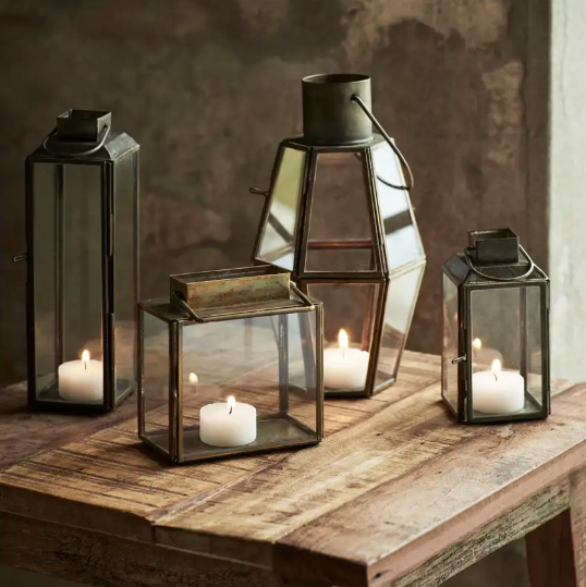 Hexagonal Brass Lantern - Design Vintage