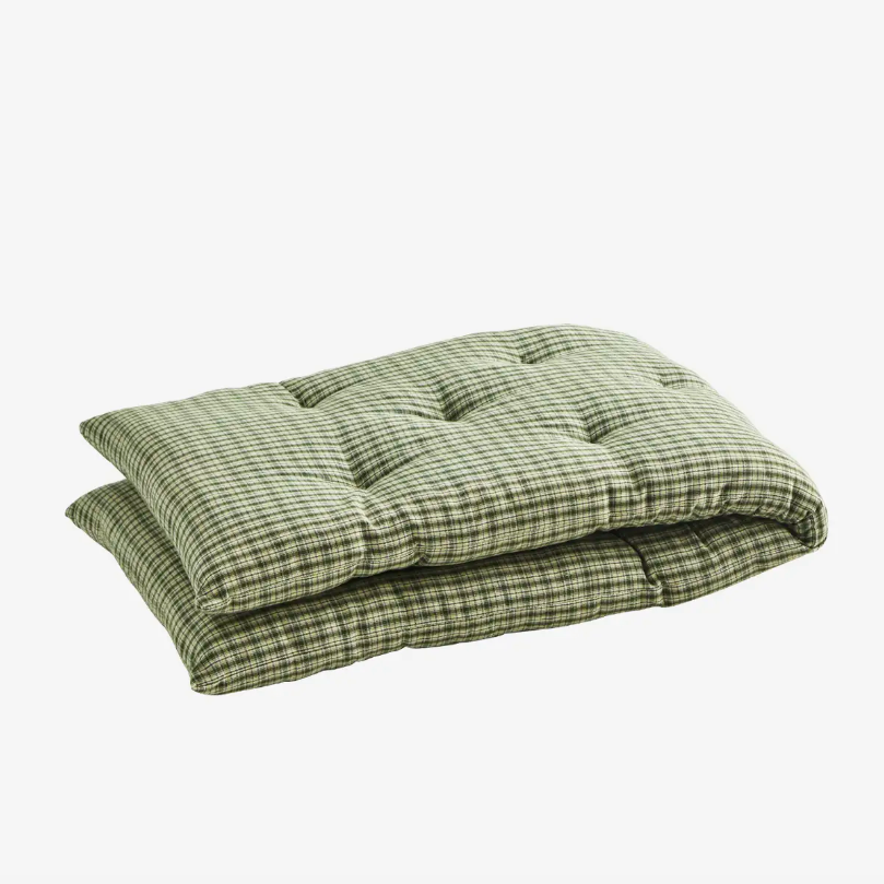 Green Checked Mattress Cushion - Design Vintage