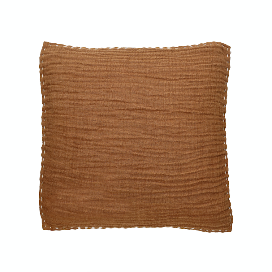 Almond Cotton Muslin Cushion - Design Vintage