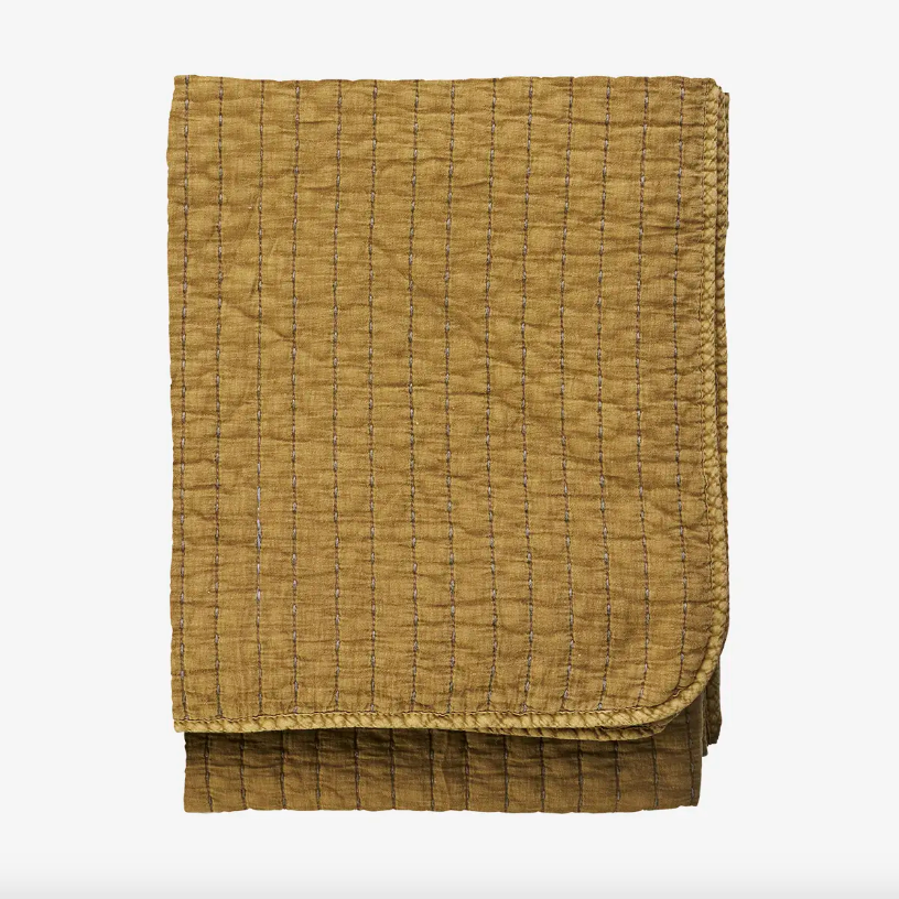 Ochre Quilted Bed Cover