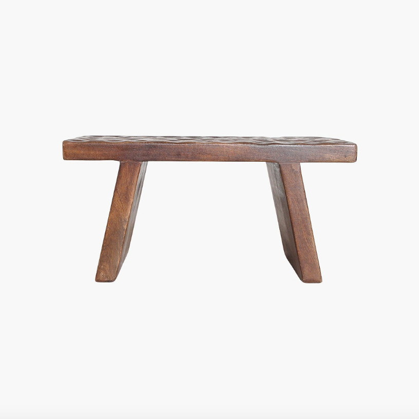 Chiseled Mango Wood Stool - Design Vintage