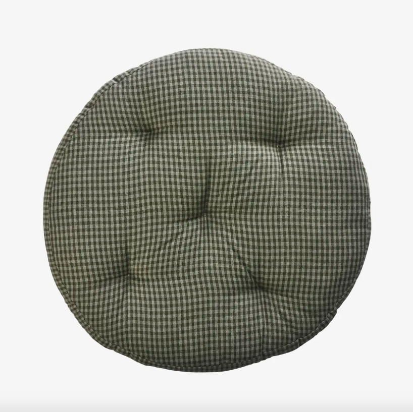 Round Laurel Check Seat Pad - Design Vintage