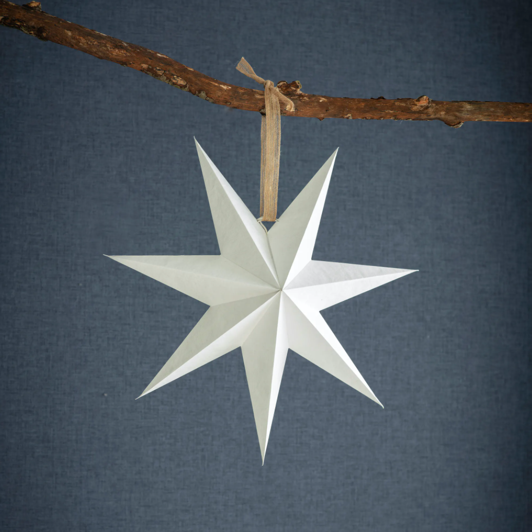 Large White Cotton Paper Star - Design Vintage