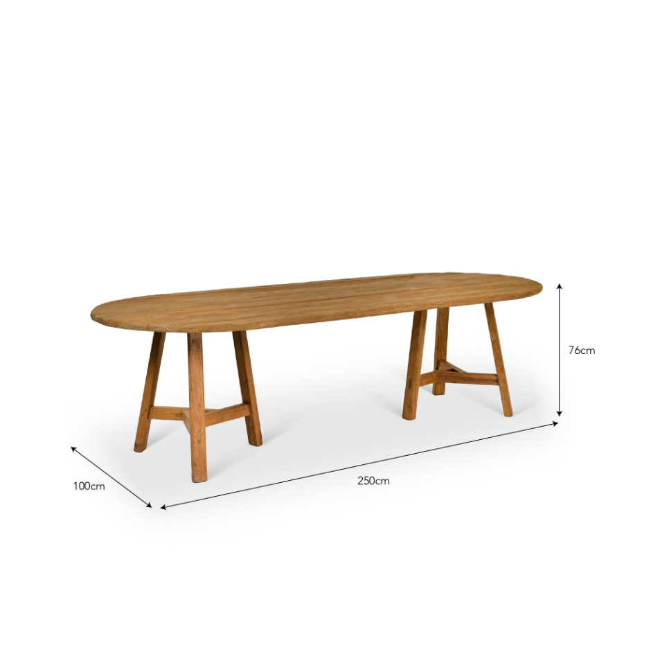 Reclaimed Teak Oval Table
