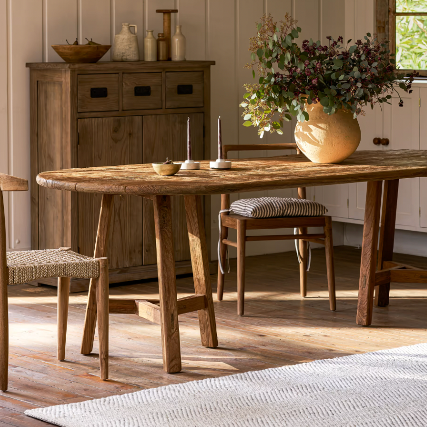 Reclaimed Teak Oval Table