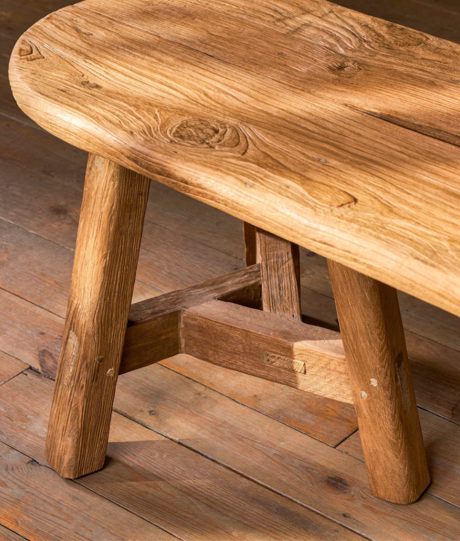 Reclaimed Teak Oval Bench