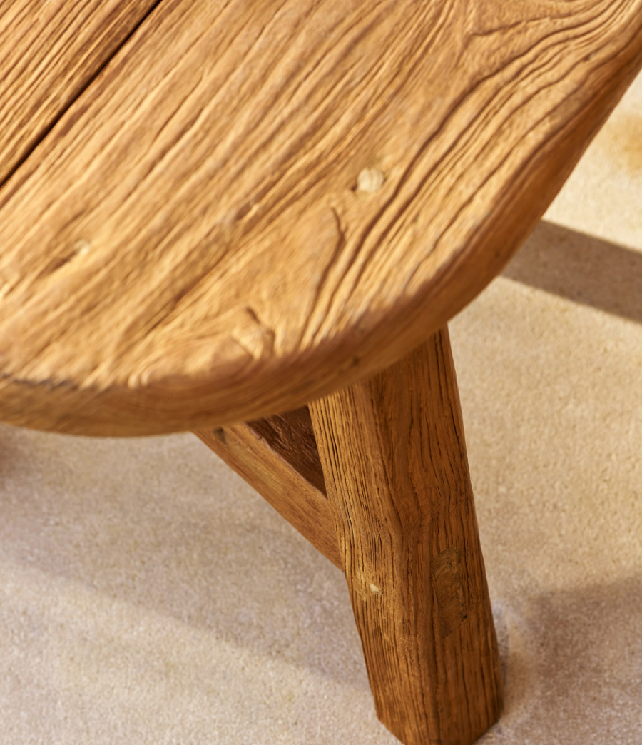 Reclaimed Teak Oval Bench
