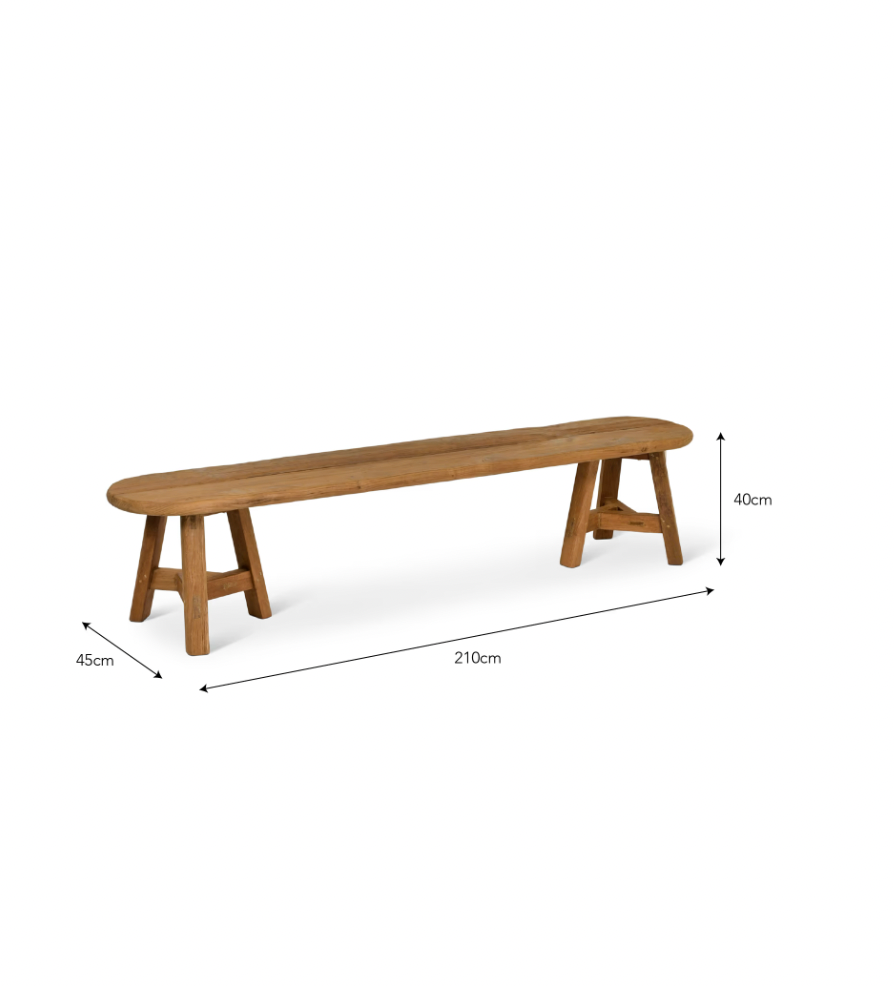 Reclaimed Teak Oval Bench - Design Vintage
