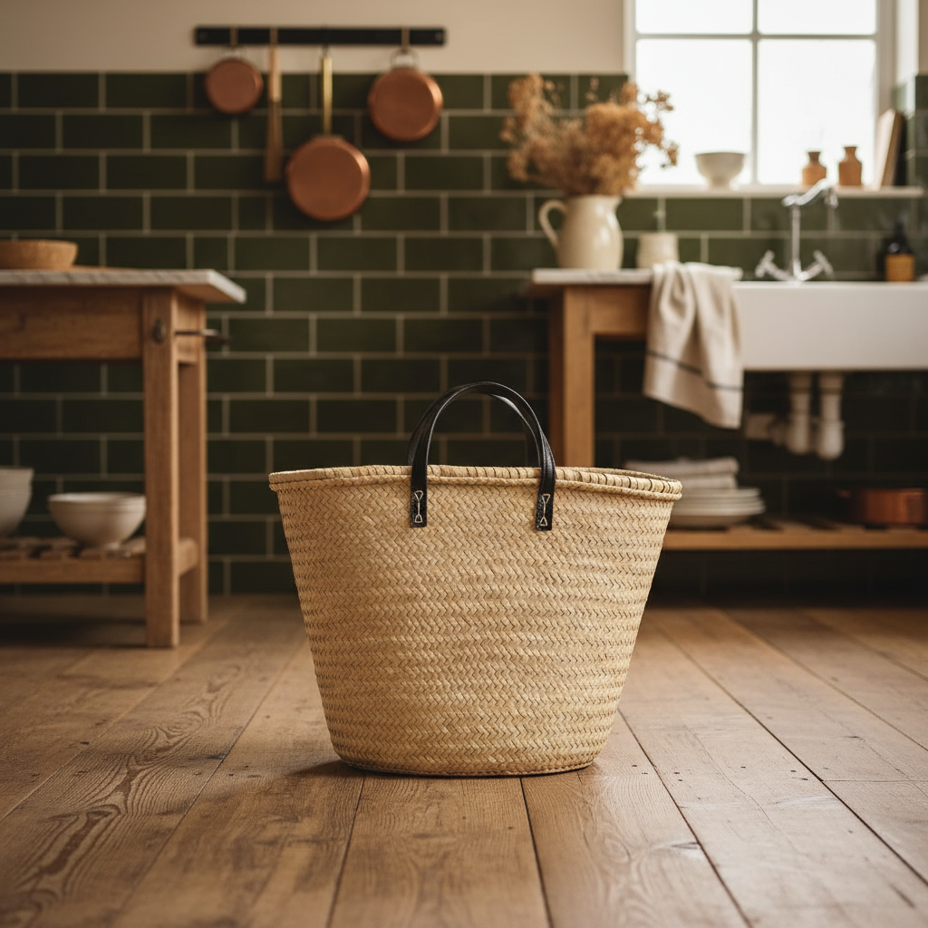 Parisienne Black Handle Basket - Design Vintage