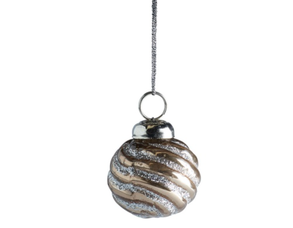 Set of 7 Caramel Glitter Baubles