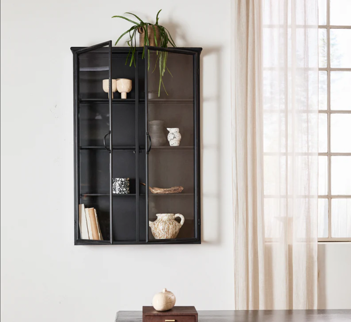 Tall Black Iron Wall Cabinet - Design Vintage