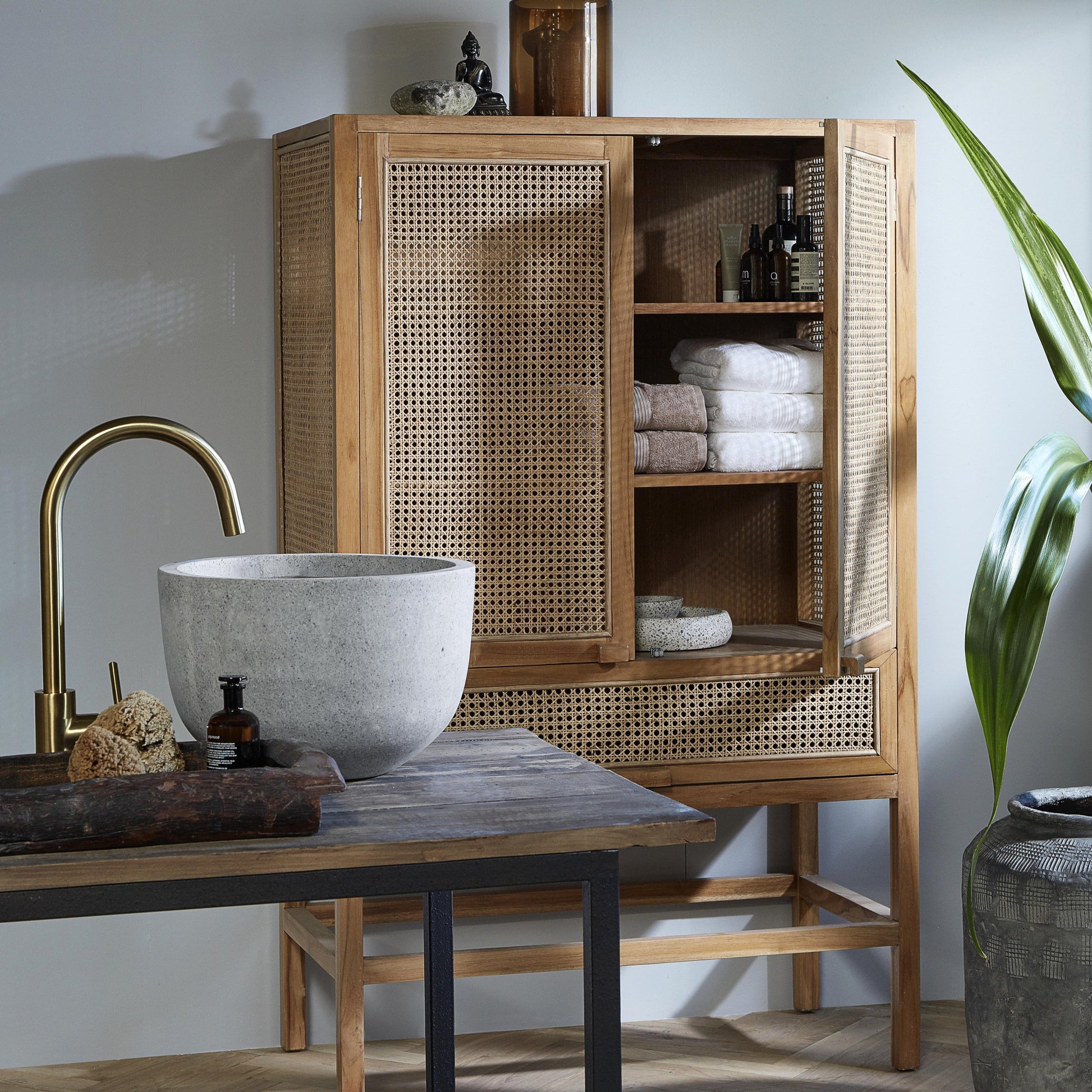 Teak & Cane Cabinet - Design Vintage