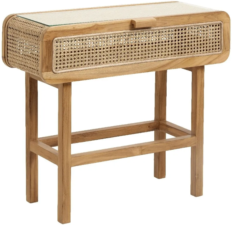 Teak & Cane Console - Design Vintage