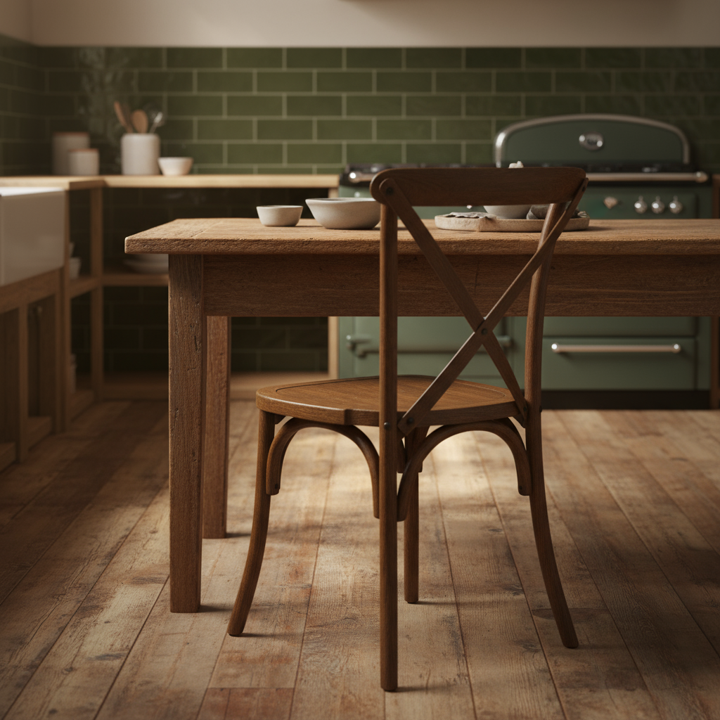 Cross Back Elm Dining Chair - Design Vintage